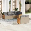 Image de Vidaxl Salon De Jardin Avec Coussins 7 Pcs Beige RÃ©sine TressÃ©e