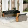 Image de Vidaxl Salon De Jardin Avec Coussins 7 Pcs Gris RÃ©sine TressÃ©e