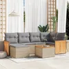 Image de Vidaxl Salon De Jardin Avec Coussins 7 Pcs Beige RÃ©sine TressÃ©e