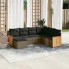 Image de Vidaxl Salon De Jardin Avec Coussins 7 Pcs Gris RÃ©sine TressÃ©e