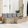 Image de Vidaxl Salon De Jardin Avec Coussins 7 Pcs Beige RÃ©sine TressÃ©e