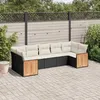 Image de Vidaxl Salon De Jardin 7 Pcs Avec Coussins Noir RÃ©sine TressÃ©e