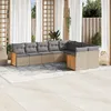 Image de Vidaxl Salon De Jardin Avec Coussins 9 Pcs Beige RÃ©sine TressÃ©e