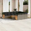 Image de Vidaxl Salon De Jardin 11 Pcs Avec Coussins Gris RÃ©sine TressÃ©e