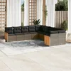 Image de Vidaxl Salon De Jardin Avec Coussins 10 Pcs Gris RÃ©sine TressÃ©e