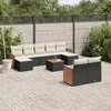 Image de Vidaxl Salon De Jardin 10 Pcs Avec Coussins Noir RÃ©sine TressÃ©e