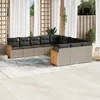 Image de Vidaxl Salon De Jardin 11 Pcs Avec Coussins Gris RÃ©sine TressÃ©e