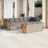 Image de Vidaxl Salon De Jardin Avec Coussins 14 Pcs Beige RÃ©sine TressÃ©e
