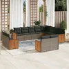 Image de Vidaxl Salon De Jardin Avec Coussins 12 Pcs Gris RÃ©sine TressÃ©e