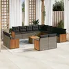 Image de Vidaxl Salon De Jardin Avec Coussins 14 Pcs Gris RÃ©sine TressÃ©e