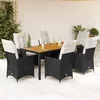 Image de Vidaxl Ensemble Ã Manger De Jardin Coussins 7pcs Noir RÃ©sine TressÃ©e