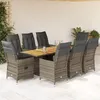 Image de Vidaxl Ensemble Ã Manger De Jardin 9 Pcs Coussins Gris RÃ©sine TressÃ©e