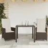 Image de Vidaxl Ensemble De Bistro 3 Pcs Avec Coussins Marron RÃ©sine TressÃ©e