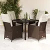 Image de Vidaxl Ensemble Ã Manger De Jardin 5 Pcs Et Coussins Marron Poly Rotin
