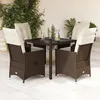 Image de Vidaxl Ensemble Ã Manger De Jardin 5 Pcs Et Coussins Marron Poly Rotin