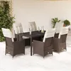Image de Vidaxl Ensemble Ã Manger De Jardin Et Coussins 7 Pcs Marron Rotin