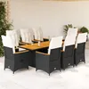 Image de Vidaxl Ensemble Ã Manger De Jardin 9pcs Coussins Noir RÃ©sine TressÃ©e