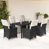 Image de Vidaxl Ensemble Ã Manger De Jardin Coussins 7pcs Noir RÃ©sine TressÃ©e