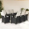 Image de Vidaxl Ensemble Ã Manger De Jardin 9pcs Coussins Noir RÃ©sine TressÃ©e