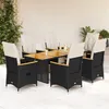Image de Vidaxl Ensemble De Bistro De Jardin 7 Pcs Coussins Noir Poly Rotin