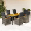 Image de Vidaxl Ensemble De Bistro De Jardin 7 Pcs Coussins Gris Poly Rotin