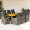 Image de Vidaxl Ensemble De Bistro De Jardin 9 Pcs Coussins Gris Poly Rotin
