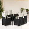 Image de Vidaxl Ensemble De Bistro De Jardin 7 Pcs Coussins Noir Poly Rotin