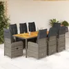 Image de Vidaxl Ensemble De Bistro De Jardin 9 Pcs Coussins Gris Poly Rotin