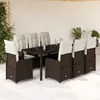 Image de Vidaxl Ensemble De Bistro De Jardin 9 Pcs Coussins Marron Poly Rotin