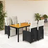 Image de vidaXL Ensemble de bistro de jardin 5 pcs coussins noir poly rotin
