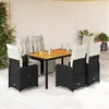 Image de vidaXL Ensemble de bistro de jardin 7 pcs coussins noir poly rotin