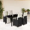 Image de Vidaxl Ensemble De Bistro De Jardin 5 Pcs Coussins Noir Poly Rotin