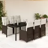 Image de Vidaxl Ensemble De Bistro De Jardin 7 Pcs Coussins Marron Poly Rotin