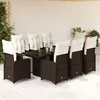 Image de Vidaxl Ensemble De Bistro De Jardin 9 Pcs Coussins Marron Poly Rotin