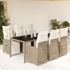 Image de Vidaxl Ensemble De Bistro De Jardin 7 Pcs Coussins Marron Poly Rotin