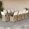 Image de Vidaxl Ensemble De Bistro De Jardin 11 Pcs Coussins Beige Poly Rotin