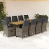 Image de Vidaxl Ensemble De Bistro De Jardin 11 Pcs Coussins Gris Poly Rotin