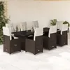 Image de Vidaxl Ensemble De Bistro De Jardin 9 Pcs Coussins Marron Poly Rotin