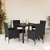 Image de Vidaxl Ensemble Ã Manger De Jardin Et Coussins 5 Pcs Noir Rotin Verre