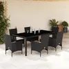 Image de Vidaxl Ensemble Ã Manger De Jardin Et Coussins 7 Pcs Noir Rotin Acacia