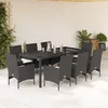 Image de Vidaxl Ensemble Ã Manger De Jardin Et Coussins 9 Pcs Noir Rotin Verre