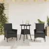 Image de Vidaxl Ensemble Ã Manger De Jardin Et Coussins 3 Pcs Noir Rotin Verre