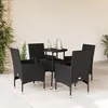 Image de Vidaxl Ensemble Ã Manger De Jardin Et Coussins 5 Pcs Noir Rotin Verre