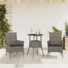 Image de Vidaxl Ensemble Ã Manger De Jardin Et Coussins 3 Pcs Gris Rotin Verre