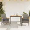 Image de Vidaxl Ensemble Ã Manger De Jardin Et Coussins 3 Pcs Gris Rotin Acacia
