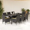 Image de Vidaxl Ensemble Ã Manger De Jardin Et Coussins 9 Pcs Noir Rotin Verre