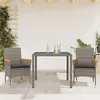 Image de Vidaxl Ensemble Ã Manger De Jardin Et Coussins 3 Pcs Gris Rotin Verre