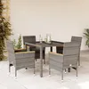 Image de Vidaxl Ensemble Ã Manger De Jardin Et Coussins 5 Pcs Gris Rotin Verre