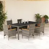 Image de Vidaxl Ensemble Ã Manger De Jardin Et Coussins 7 Pcs Gris Rotin Verre