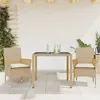Image de Vidaxl Ensemble Ã Manger De Jardin Et Coussins 3 Pcs Beige Rotin Verre